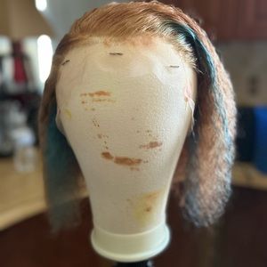 13x4 lace front wig Human Hair Short Curly Bob Wigs 12”